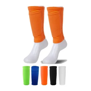 Multi Size Blue Green Durable Elastic Protective Soccer Calf Shin Pad Socks Compression Sleeve with Football Shinguard Pocket
