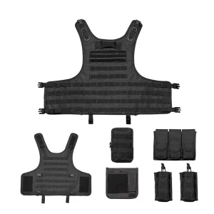 Multifunctional Black Tactical Vest (Armor Plate Not Included) 600D Polyester 1000D Nylon Outdoor Use One Size Fits All