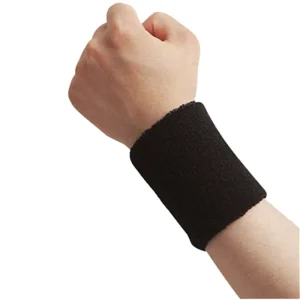 Multiuse Soft Polyester & Cotton Absorbent Breathable Thick Pull-On Wrist Sweatbands For Working Out