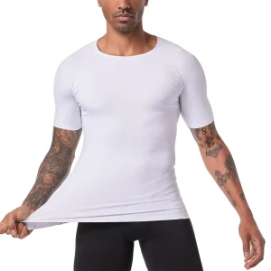 Muscle Fit Compression Shirt for Men Short Sleeves Base Layer Undershirt Gear T Shirt for Sports