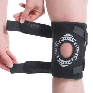 Neoprene Knee Brace with Side Stabilizers Open Patella Protector Silicone Pad Compression Knee Support Brace for Running