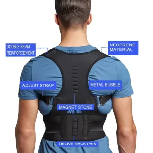 Neoprene Magnetic Back Brace Relieve Neck Shoulder Back Pain Posture Corrector Lower Back Support for Men