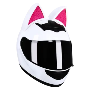 New Design ABS Material Full Face Motorcycle Cat Helmet with Bow for Adults Young Cute Sun Shield