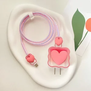 New Wave Love Design Charging Cable Protector Case Cover 20W Phone Charger Head Data Cable Protective Cover for iPhone