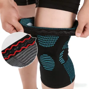 Nylon Knee Compression Support Brace Sleeve Protector with Silicon Pads for Fitness Sports