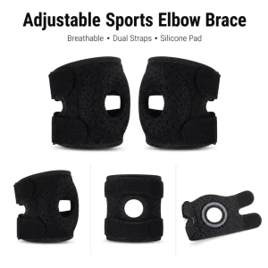 Nylon Shock Absorbing Adjustable Elbow Brace Dual Compression Straps for Badminton Climbing Sports Support One Size Fits All