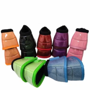 OEM Custom Equestrian Equipment Shiny TPU Leather Neoprene Horse Bell Boots