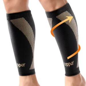 OEM Custom logo Breathable Soft Shin Guards Copper Calf Compression Sleeves for Football Soccer