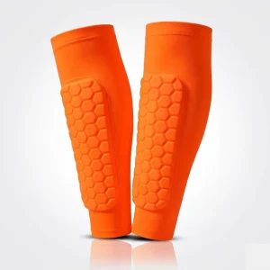 OEM Elastic Lycra Honeycomb Shin Guard Sleeve with EVA Padding Anti Slip Silicone Grip for Sports Protection