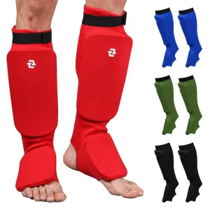OEM Knitted Fabric Adjustable Karate Shin Guards Kickboxing Shin Guards for Professional Kickboxing Martial Arts Competitions