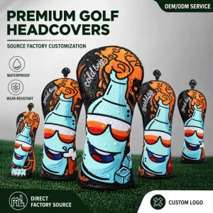 OEM ODM Manufacture Custom Logo Driver Fairway Hybrid Headcovers Embroidery Black Premium PU Leather Golf Headcover