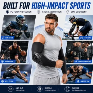 OEM Sports Protective Arm Sleeve With PU Foam Padding Anti Impact Elbow Guard
