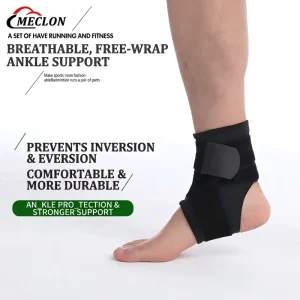 OK Fabric Breathable Compression Ankle Wrap Adjustable Double Straps Ankle Support Brace Sports Running Sprain Protection