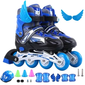 Oem Adjustable Full Set Adult 14+ Flashing In line Roller Skates Protective Gear ABEC 7 Bearings Mesh Material for Outdoor