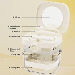 Orthodontic Retainer Case with Strainer Denture Container and Mouth Guard Box for Easy Cleaning