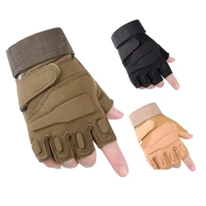 Outdoor Half Finger Gloves Men Women Warm Fleece Lined Anti Slip for Cycling Hiking Camping