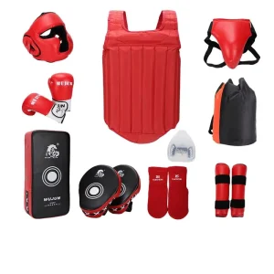 PU Leather 6-Piece Sparring Gear Set for Martial Arts Sanda Wushu Essential Boxing Protective Equipment Gear