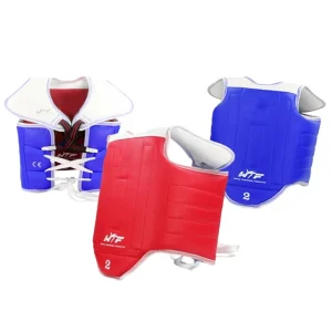 PU Leather Taekwondo Sanda Chest Protector Vest Red Blue Unisex