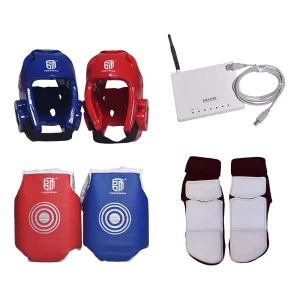 PU Material Electronic Protective Gear for Taekwondo Custom Dobok WT Outfit with Foot Cover and Head Guard