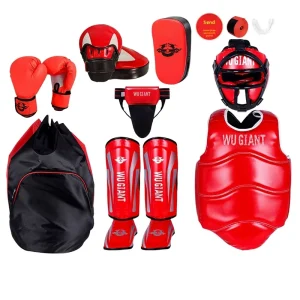 PU Material Sanda Protective Gear Set Crotch Protection for Taekwondo Competitive Training Four-Five-Six Piece Full