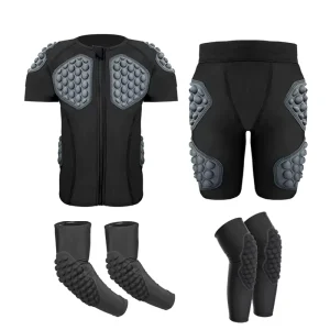 Padded Compression Shirt and Shorts Kids Youth Football Rib Protector Boys Girls Padded Protective Suits for Paintball Baseball