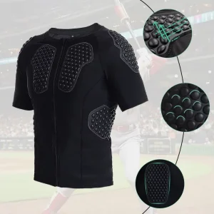 Padded Football Rugby Basketball Training Shirt for Adult Men Chest Rib Protection EVA Material Anti Collision Short Sleeve for