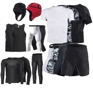 Padded Singlet Compression Protect Shirt Basketball Legging Anti-collision Training Sports Protective Short Top Suit