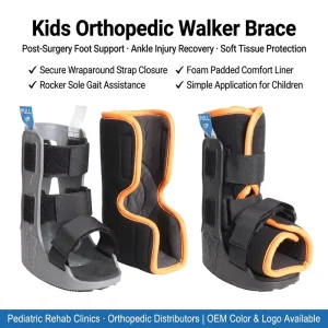 Pediatric Walking Boot with Biomechanical Rocker Sole for Kids Ankle Sprain and Fracture Recovery