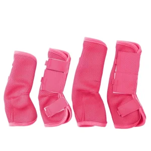 Pink Eco-Friendly Outdoor Horse Fly Boots and Leg Guards Protection Wrap Lightweight Mesh Insect Bites Repellent Pack of 4