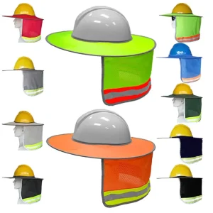 Pith Construction Safety Outdoor Guard Work Helmet with Visor Reflective Strips Full Brim Neck Sun Protector