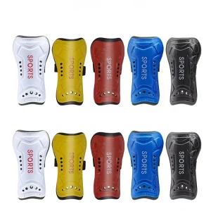 Plastic Soccer Shin Guards for Kids Youth Adults with Sleeves Compact Design Comprehensive Protection Buckle Closure