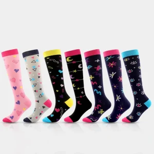 Polyester Cotton Sports Compression Stockings Breathable Sweat Wicking Friction Resistant Stretch Knee High Knitted