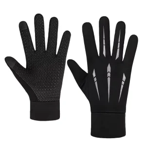 Polyester Windproof Waterproof Fleece-Lined Warm Motorcycle Winter Cold-Proof Touch-Screen Full-Finger Riding Gloves for Men
