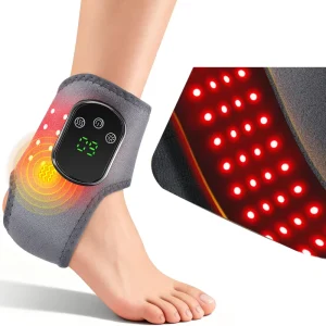 Portable Red Light Therapy Vibration Foot Massager Heated Ankle Brace Belt Cordless Electric Ankle Massager with Heat
