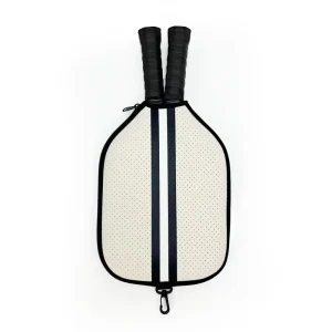 Portable Striped Crossbody Neoprene Pickleball Paddle Cover Fence Clip Breathable Racket Case Protective Sleeve for Man Woman