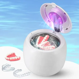Portable USB Rechargeable Ultrasonic Retainer Cleaner Machine 45kHz Denture Aligner Mouth Guards Night Guards Brace Toothbrushes