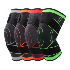 Pressurized Knee Protector with Martial Arts Spring Support Compression Sports Sleeves Knee Support