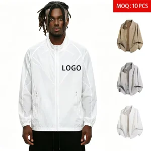 Private Brand Custom Logo Men’s 100% Nylon UPF50+ Sportswear Quick Dry Breathable Loose Fit Outdoor Sun Protection Jacket