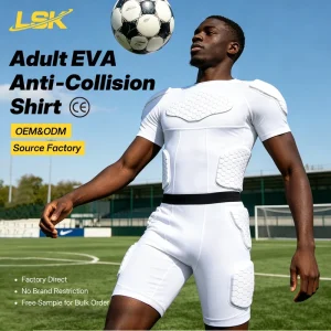 Professional Adult EVA Anti Collision Sportswear Set Padded Compression Goalie Jersey And Shorts For Soccer Football Rugby