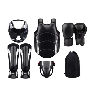 Professional Boxing Gloves PU Set Breathable Durable Protective Head and Ground Guard