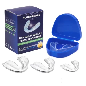 Professional Dental Guard 2 Sizes Pack of 4 Upgraded Mouth Guard for Teeth Grinding Stops Snore Bruxism Moldable Mouthpiece