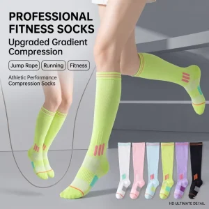 Professional Graduated Compression Athletic Knee High Running Socks Men Women Jump Rope Training Anti Fatigue Support Stockings