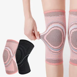 Professional Knee Brace with Double Silicone Wave Stripes 3D Knitted Knee Sleeve for Stable Compression New Model