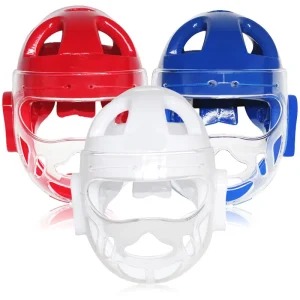 Professional Lightweight Full Face Helmet Kick Protector Head Guard Karate Taekwondo MMA Kick Boxing Judo PU