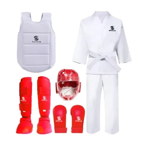 Professional Martial Art Protector Karate Uniform Shin Guard Gloves Protector Equipment Set