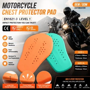 Professional Motorcycle Back & Chest Pads EVA Foam Flexible Thick 13mm for Sport Protection