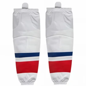 Professional Polyester Knit Ice Hockey Socks Secure Velcro Tabs Breathable Shin Guard Covers Custom Logo Color for Team Training