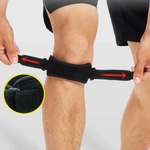 Professional Protector Pad Belt Black Sports Knee Brace Adjustable Patella Knee Tendon Strap Support
