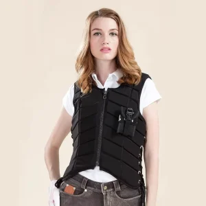 Professional Riding Safety Vest Level 3 Equestrian Protection Lightweight Ventilated Polyester Black For Jumping Training