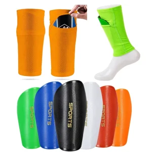 Quick drying White Orange Mesh Breathable High Elastic Kids Soccer Shin Guard Fixed Socks Adult Football Shinguard Cover Sleeve